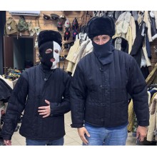 Телогрейка ватная стёганая воротник стойка, черная (производство Россия)